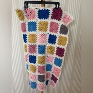Handmade Crochet Afghan Throw Granny Square 36x36” Patchwork Baby Blanket